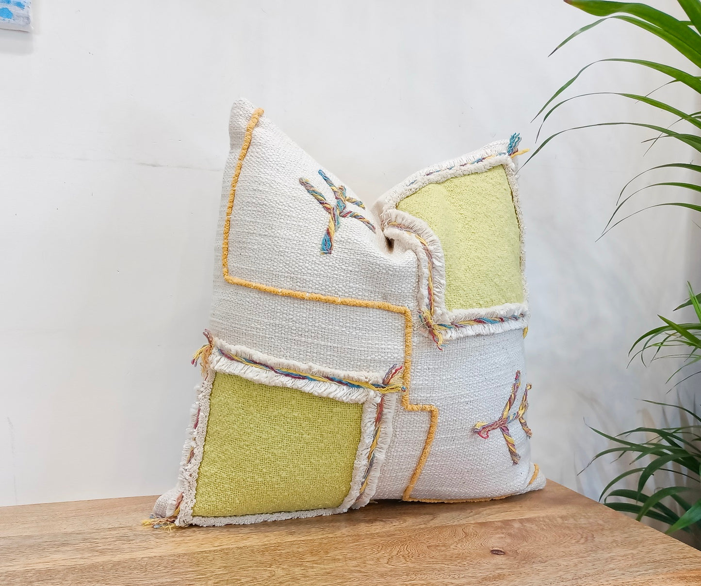 Set of 2 Handblock Patch Square Cotton Cushion Covers