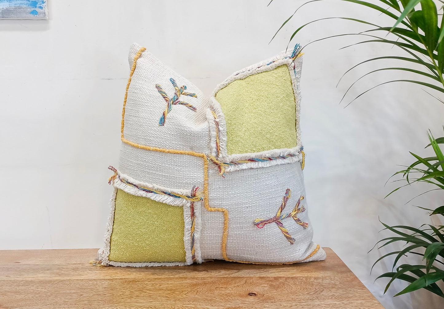 Set of 2 Handblock Patch Square Cotton Cushion Covers