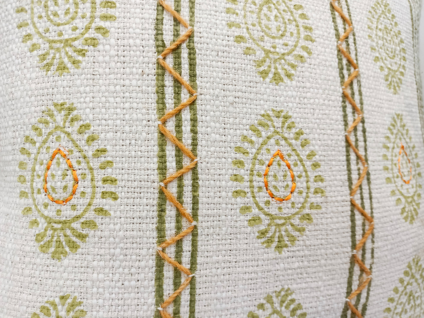 Set of 2 Henna Green  Handblock  Square Cotton Cushion Covers
