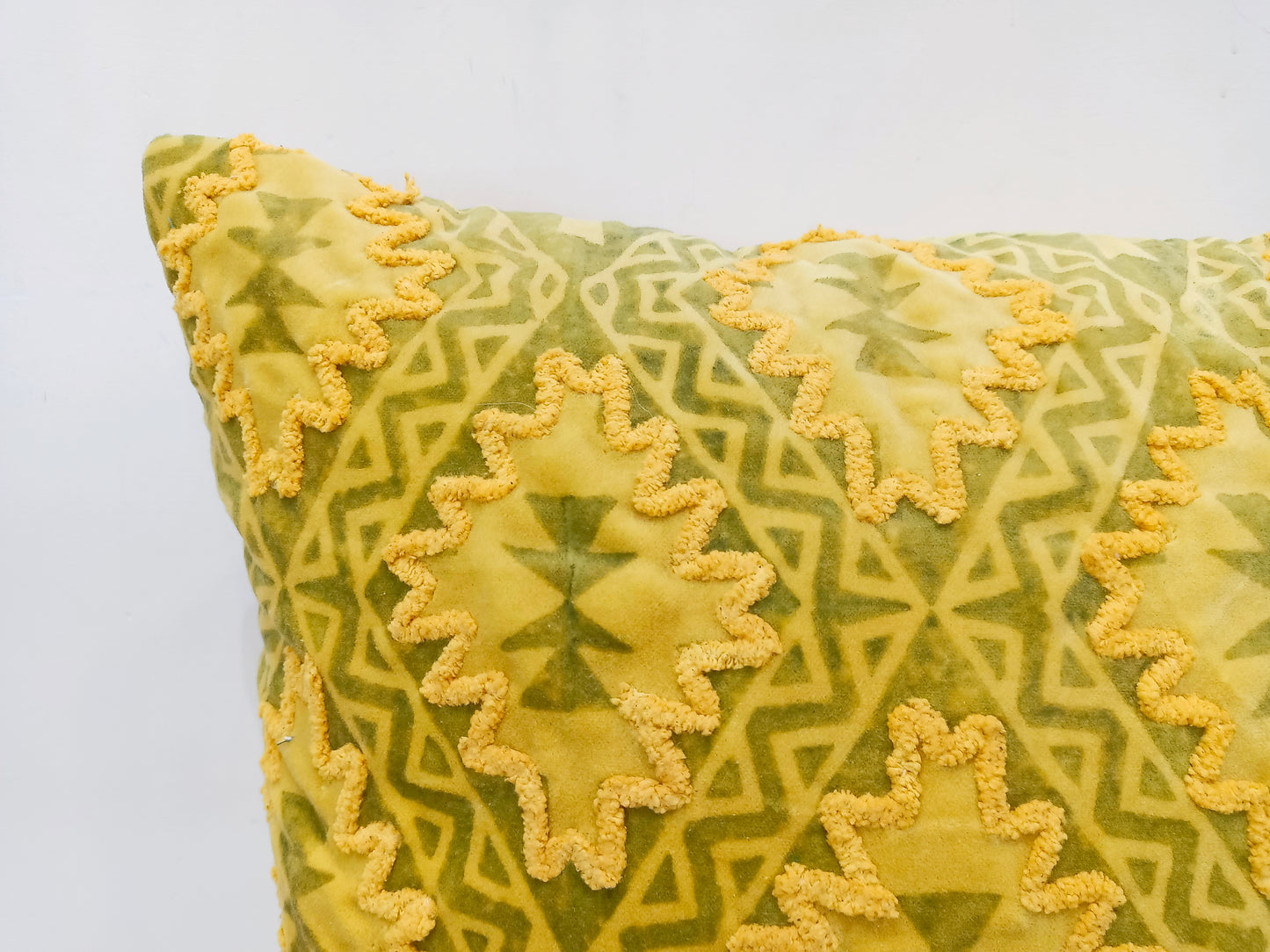 Mustard-Coloured Set of 2 Handblock Square Cushion Covers