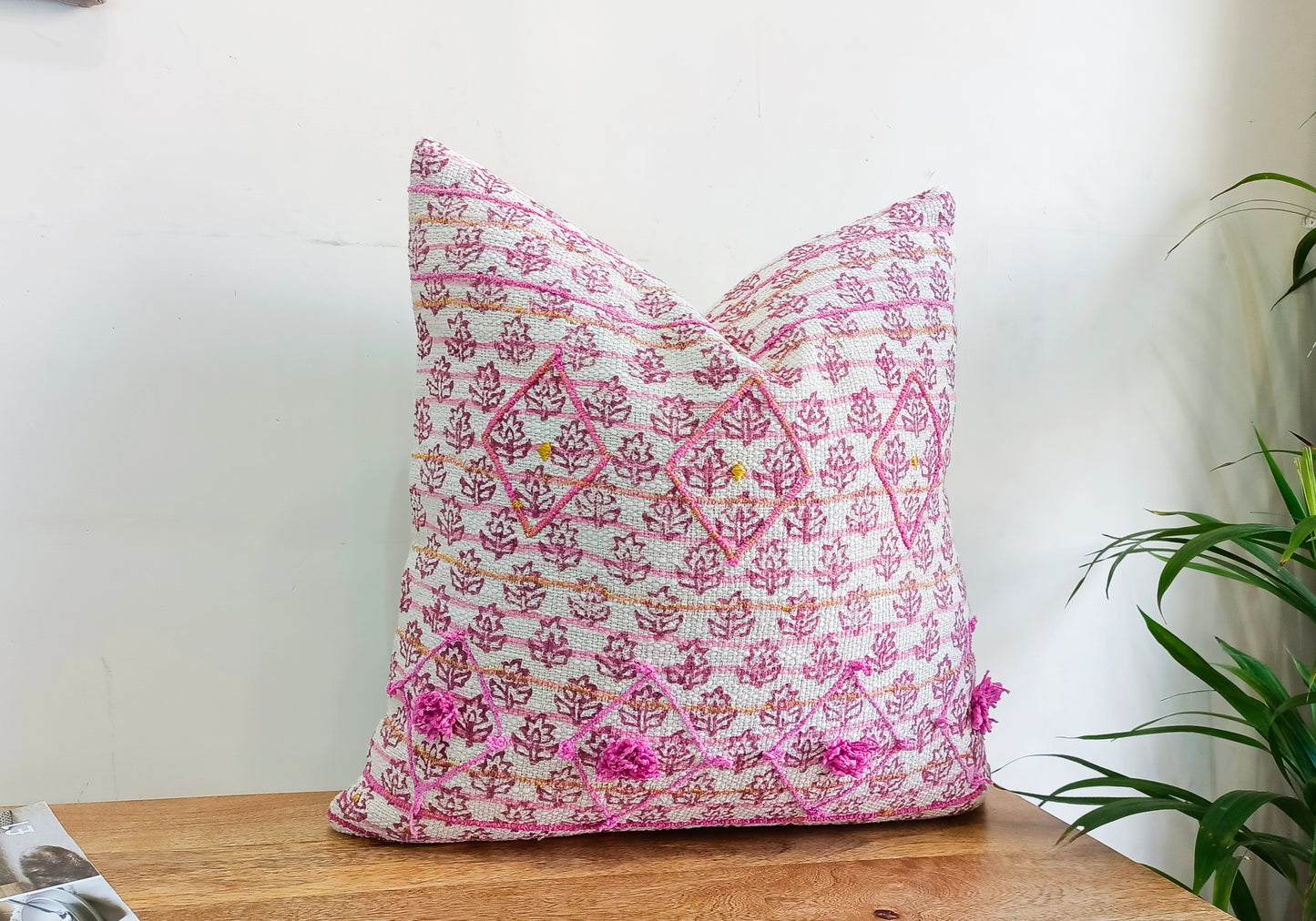 Pinkish Set of 2 Handblock Square Cushion Covers