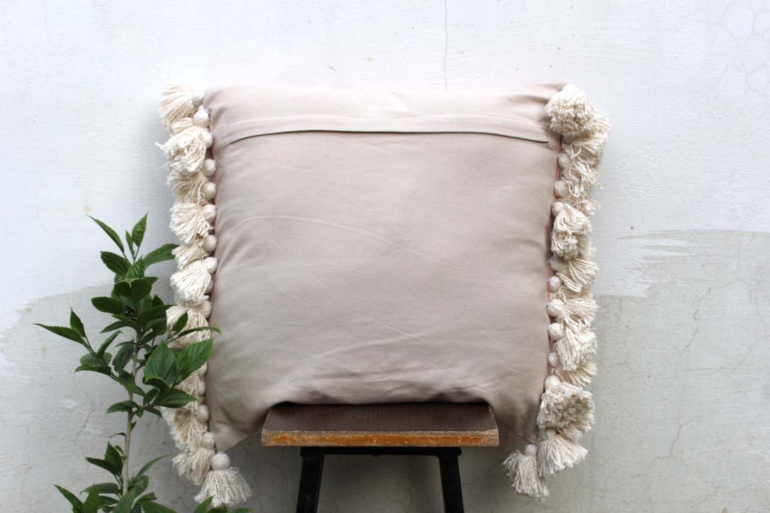 Set of 2 Blush Color 20X20 Chenille Cushion Cover with Tassels