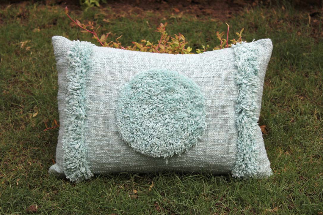 Set of 2 Aqua Color 12 X 20 Handmade Cotton Designer Cushion Cover