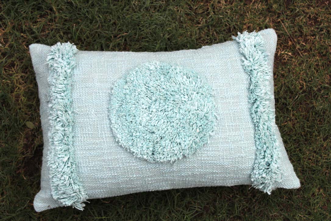Set of 2 Aqua Color 12 X 20 Handmade Cotton Designer Cushion Cover
