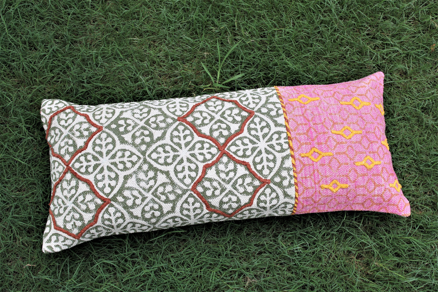 Set of 2 Indian Hand Block Printed Cotton Sofa Pillow Cover