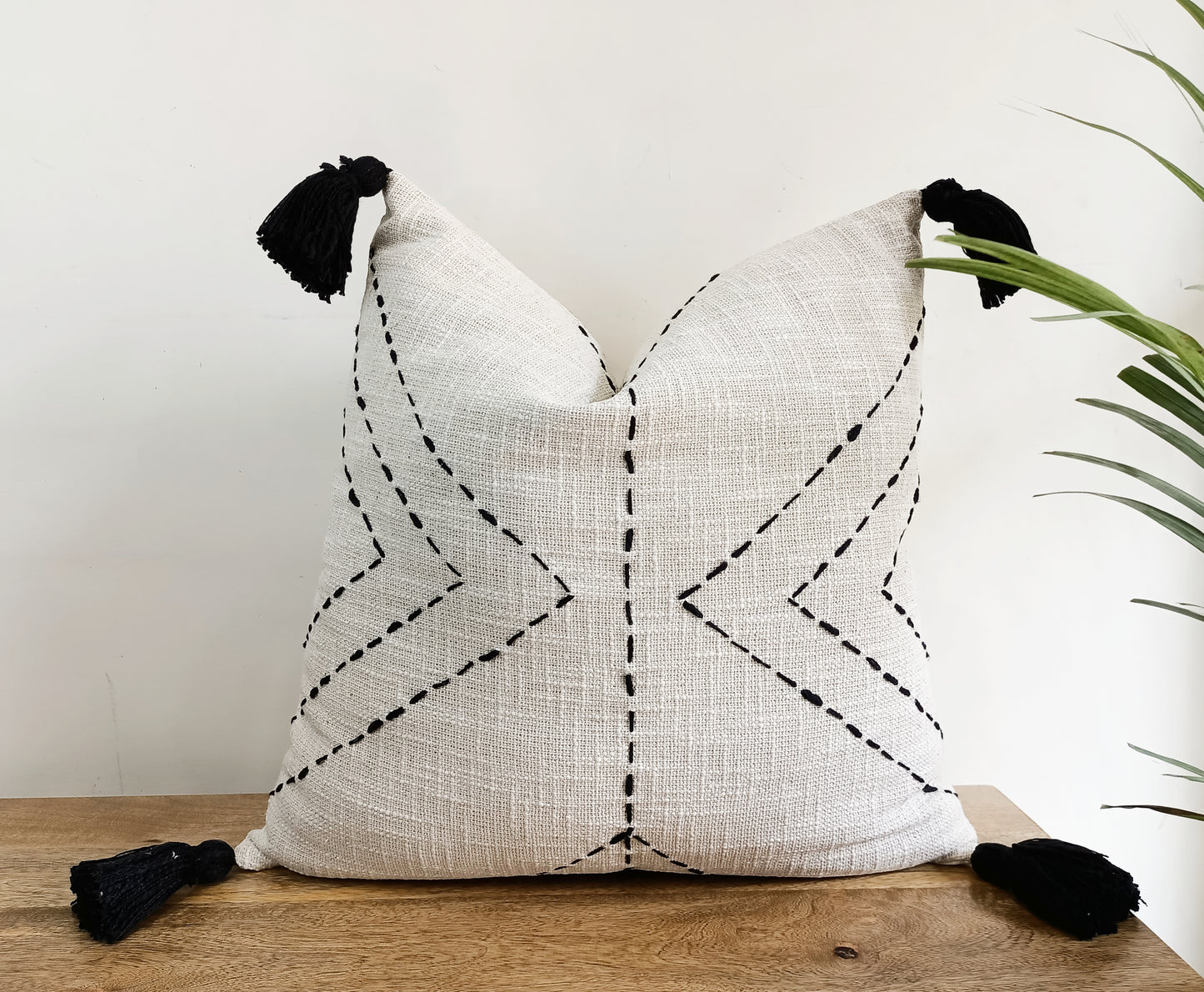 Set of 2 Handwoven Cotton Cushion Cover with tassels