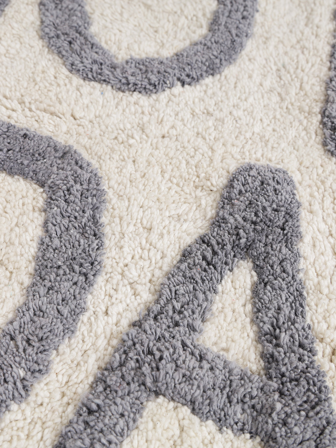 White and Grey Patterned 500GSM Cotton Anti-Slip Bath Rug