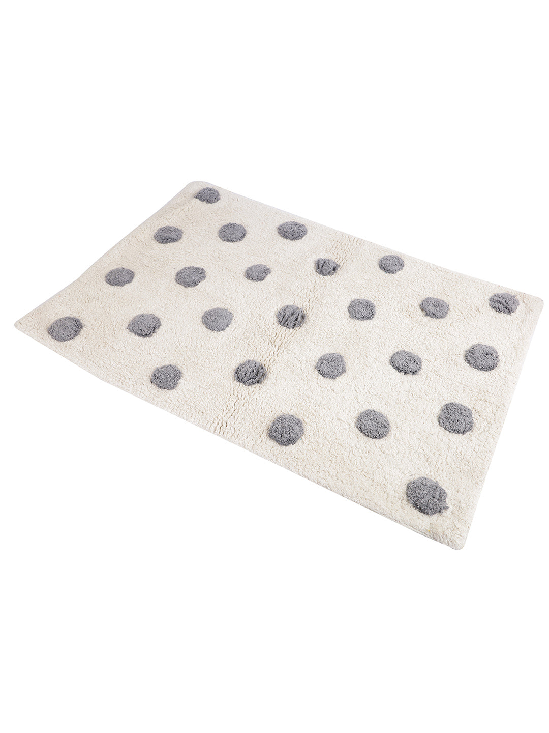 Ivory and Grey Hand Tufted Cotton Bath Rug