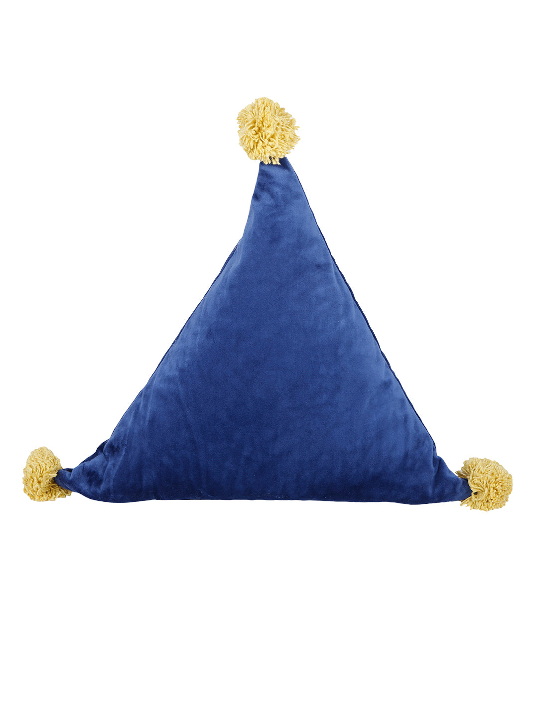 Set of 2 Blue Solid Super Soft Velvet Triangle Filled Sustainable Cushions