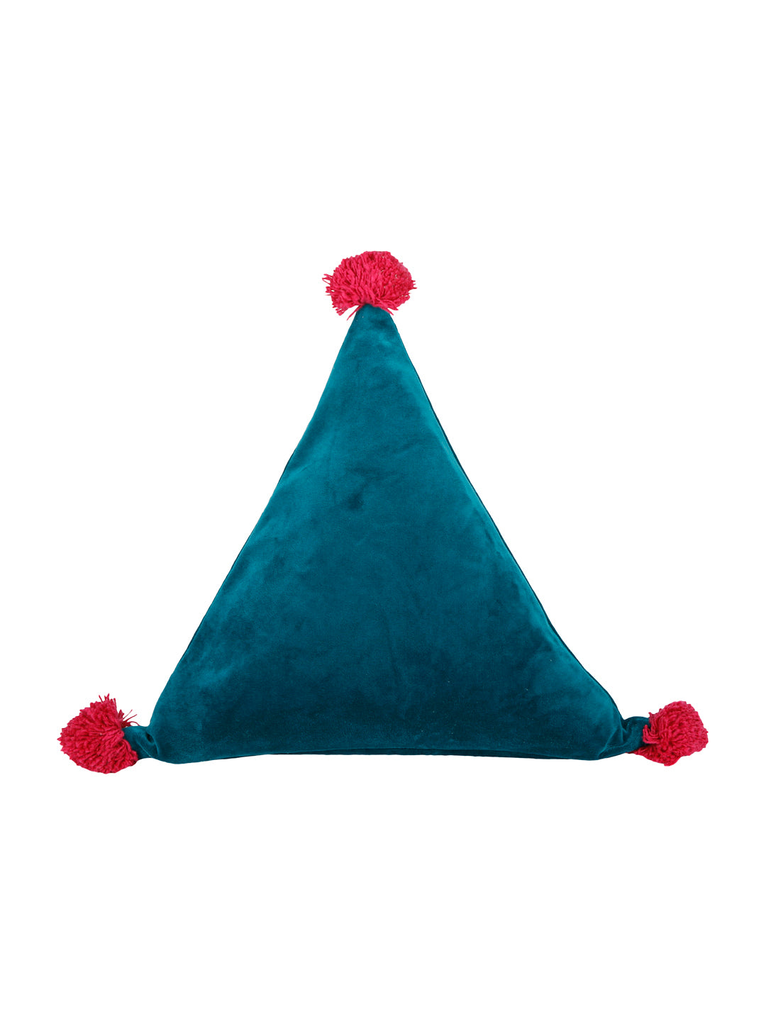 Set of 2 Teal Solid Super Soft Velvet Triangle Filled Sustainable Cushions