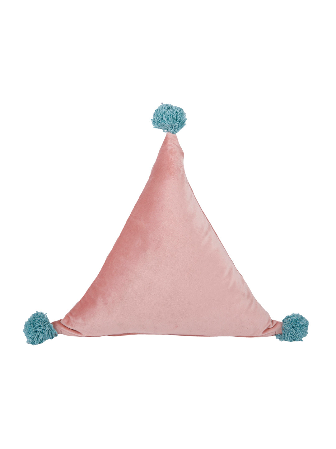 Set of 2 Peach-Coloured Solid Super Soft Velvet Triangle Filled Sustainable Cushions