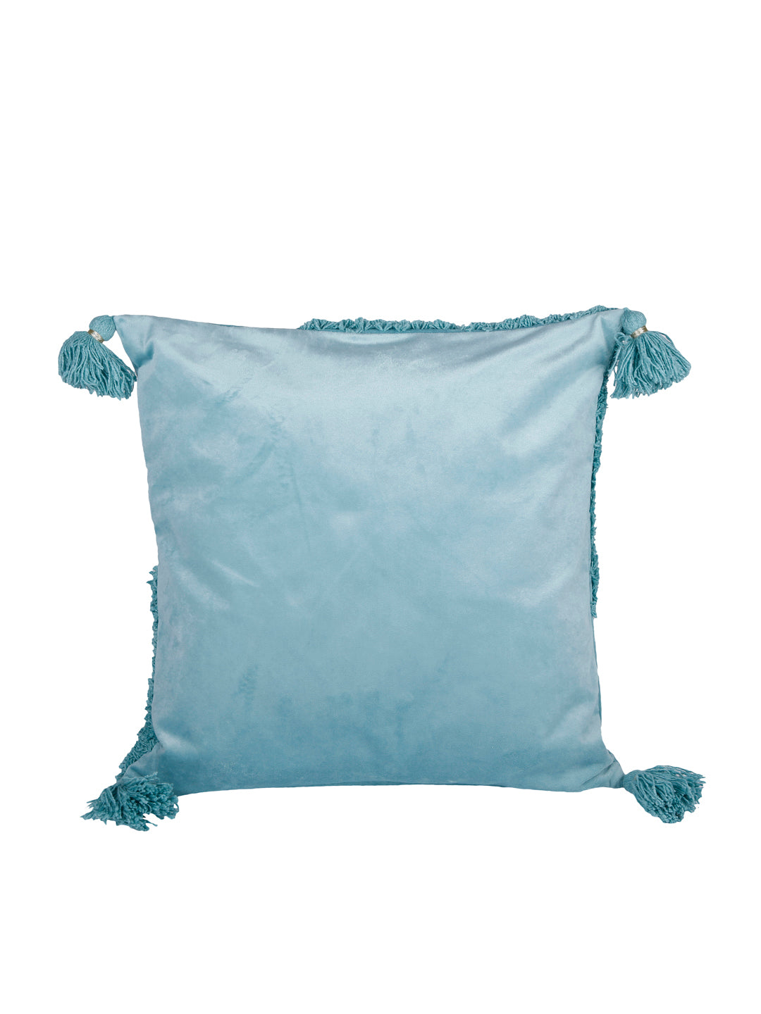 Turquoise Blue Set of 2 Embroidered Velvet Square Cushion Covers