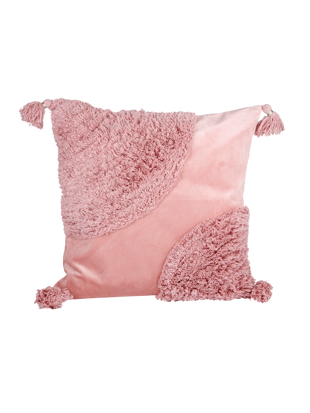 Set of 2 Peach-Coloured Textured Square Velvet Sustainable Cushion Covers