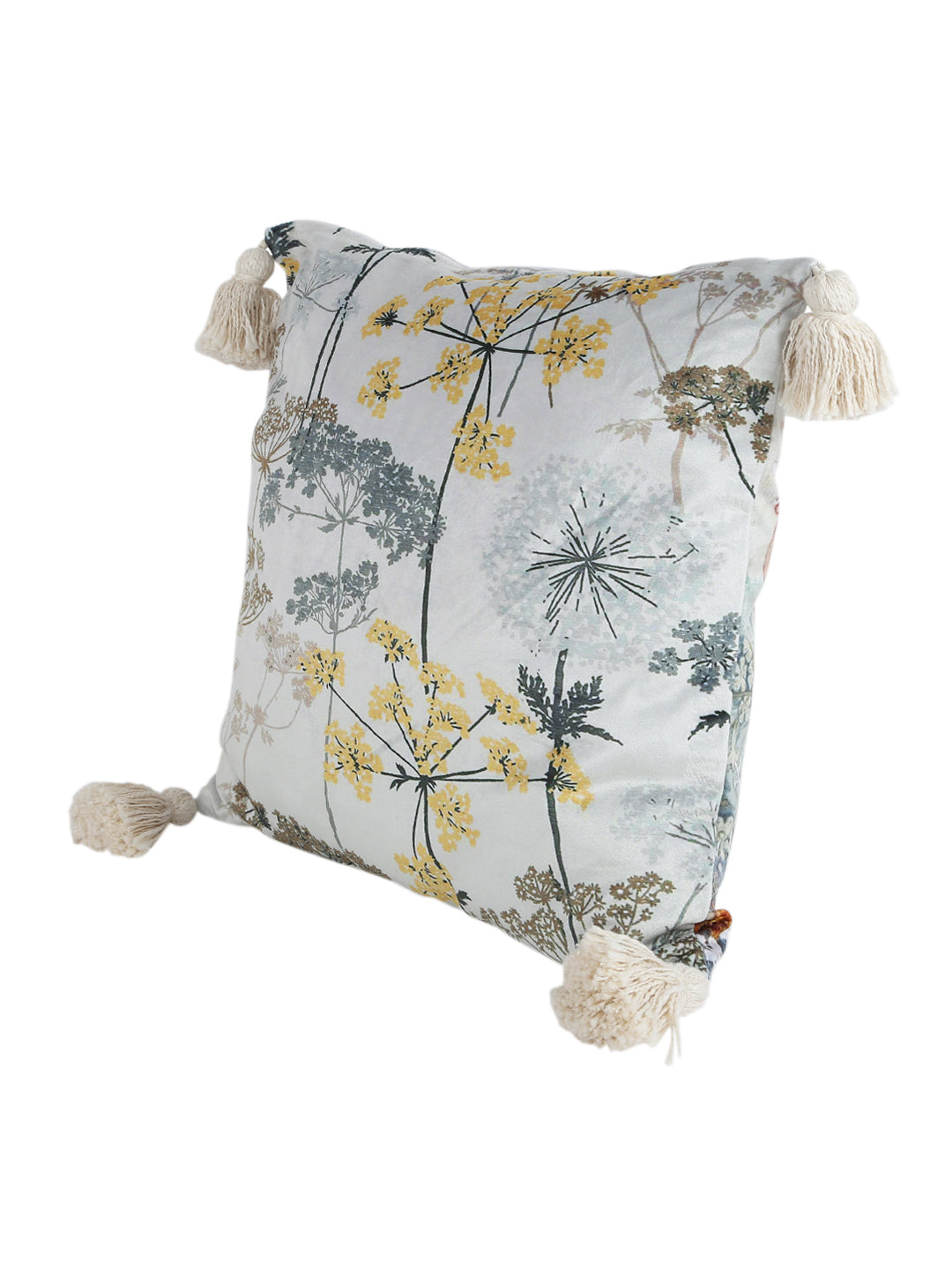 Grey & Blue Set of 2 Floral Square Cushion Covers