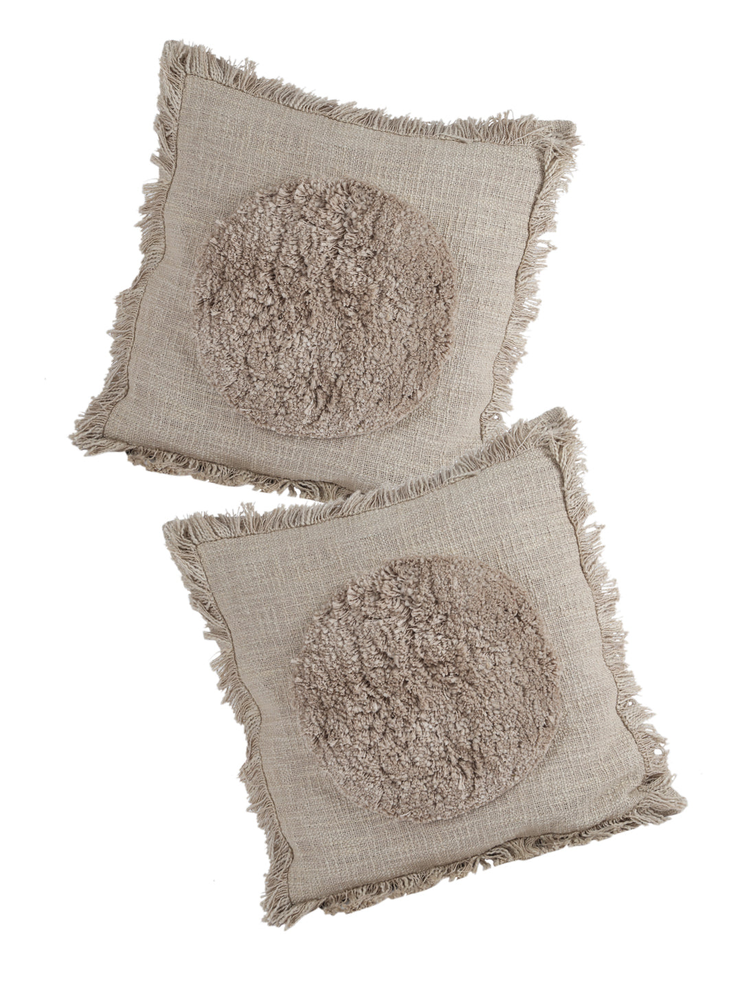 Camel Set of 2 Brown Embellished Square Cushion Covers