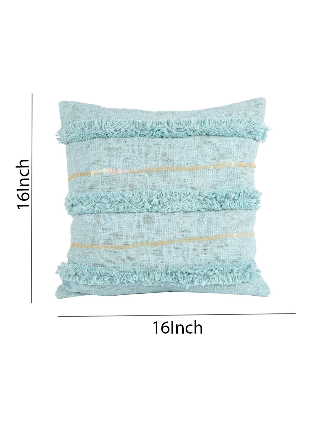 Set of 2 Aqua Color 18 X18 Handmade Sequins Work Cotton Cushion Cover