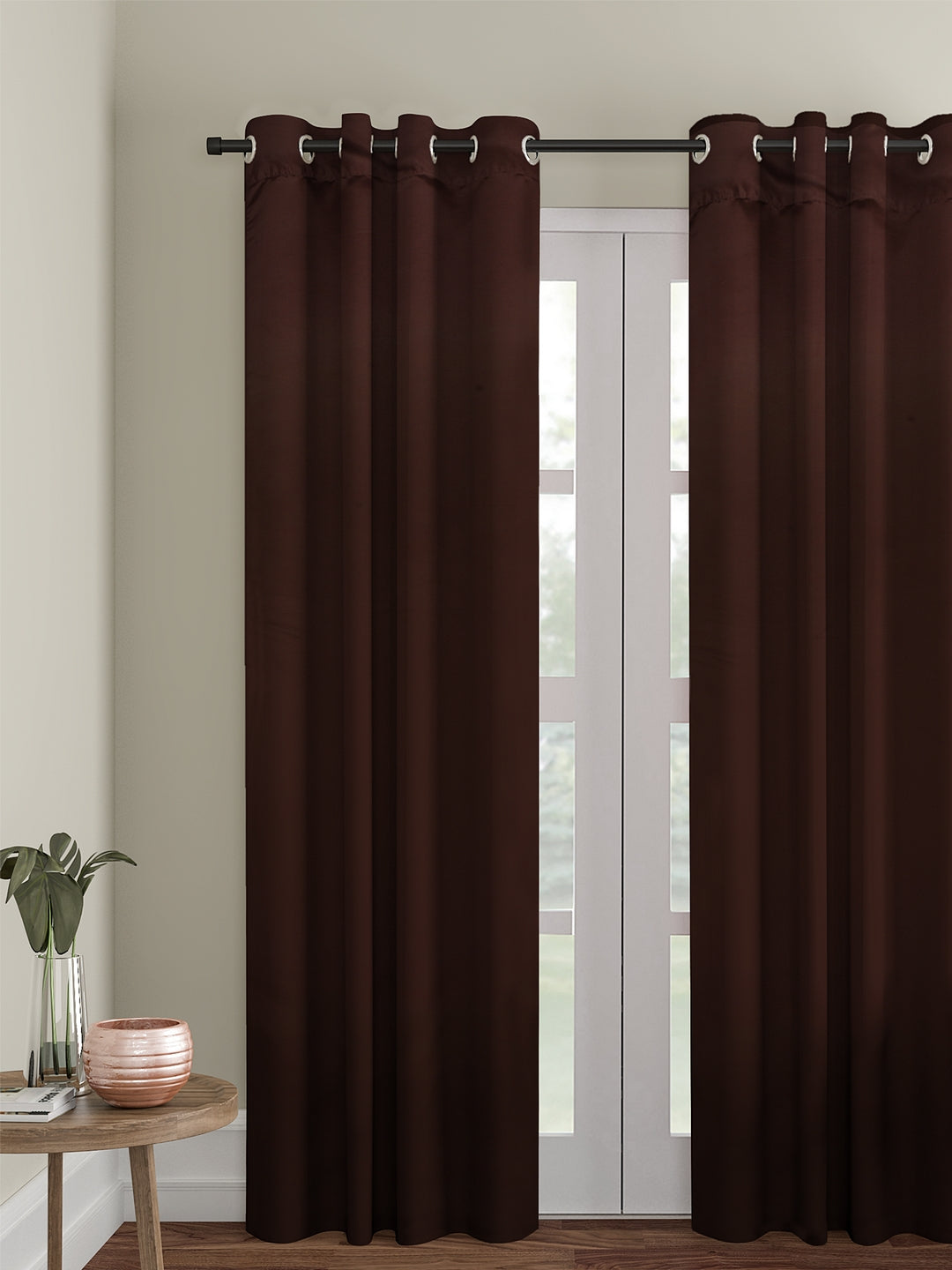 Eyda Choco Color Premium Semi Blackout 1 Pc Door Curtain