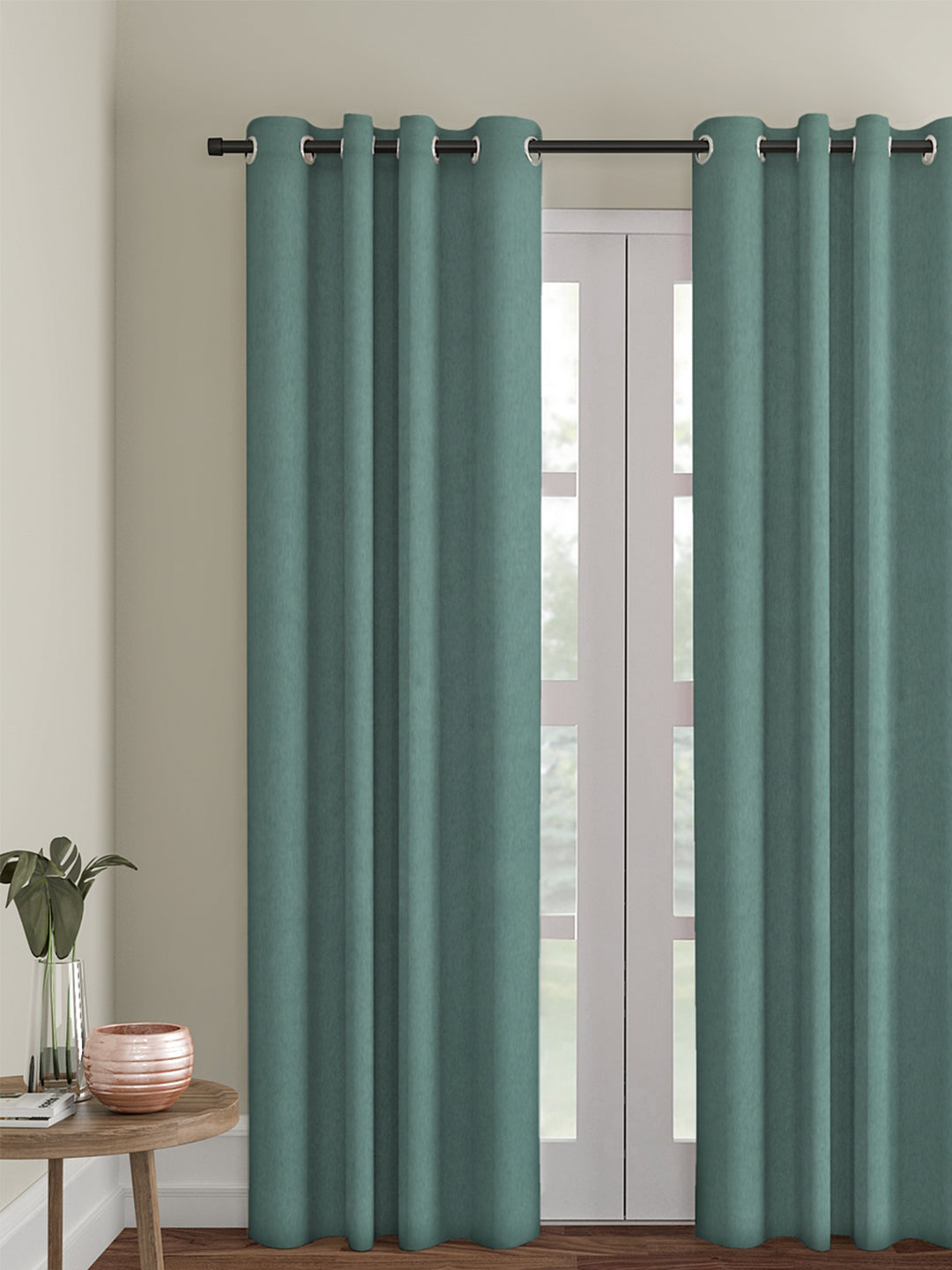 Eyda Sea Green Color Premium Semi Blackout 1 Pc Long Door Curtain