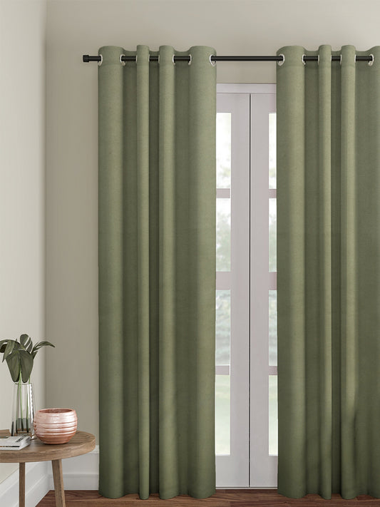 Eyda Olive Green Color Premium Semi Blackout 1 Pc Door Curtain