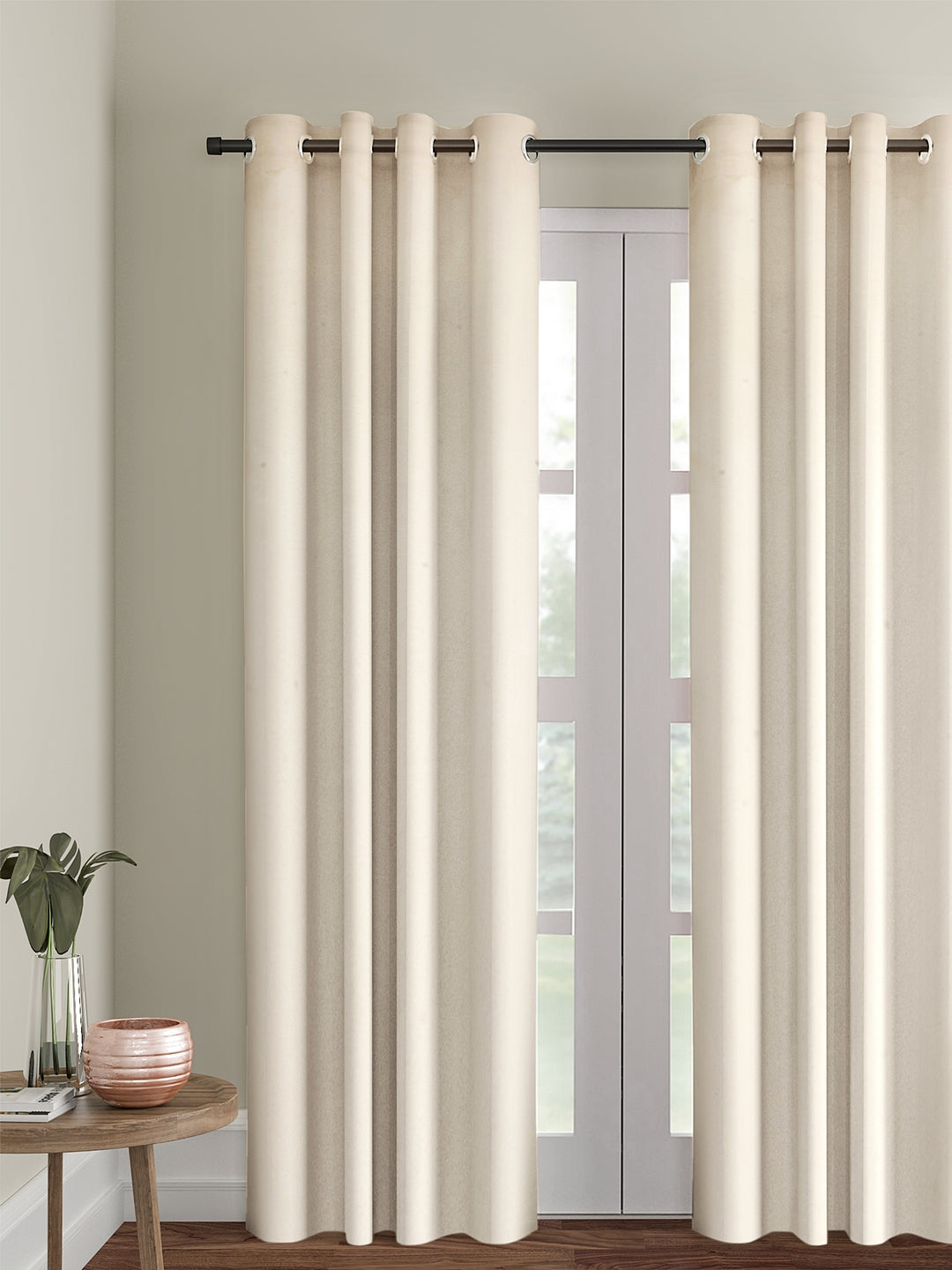 Eyda Ivory Color Premium Semi Blackout 1 Pc Long Door Curtain
