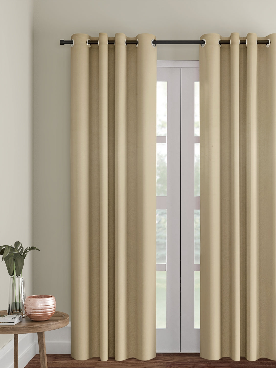 Eyda Gold Color Premium Semi Blackout 1 Pc Long Door Curtain