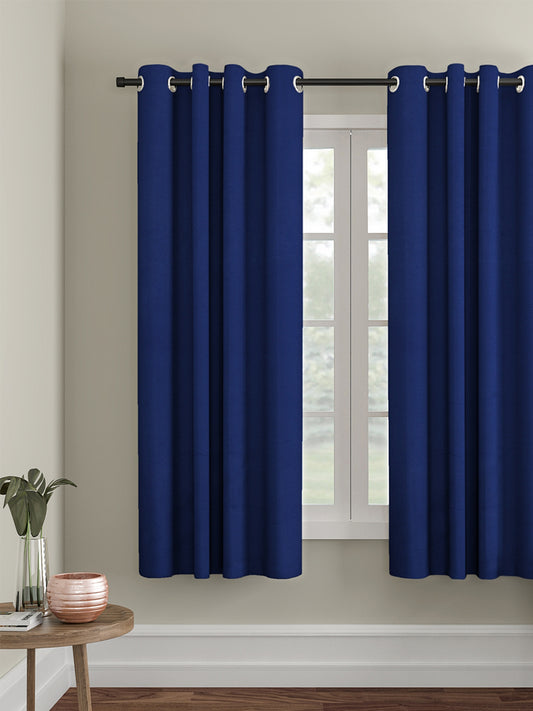 Eyda Blue Color Premium Semi Blackout 1 Pc Window Curtain