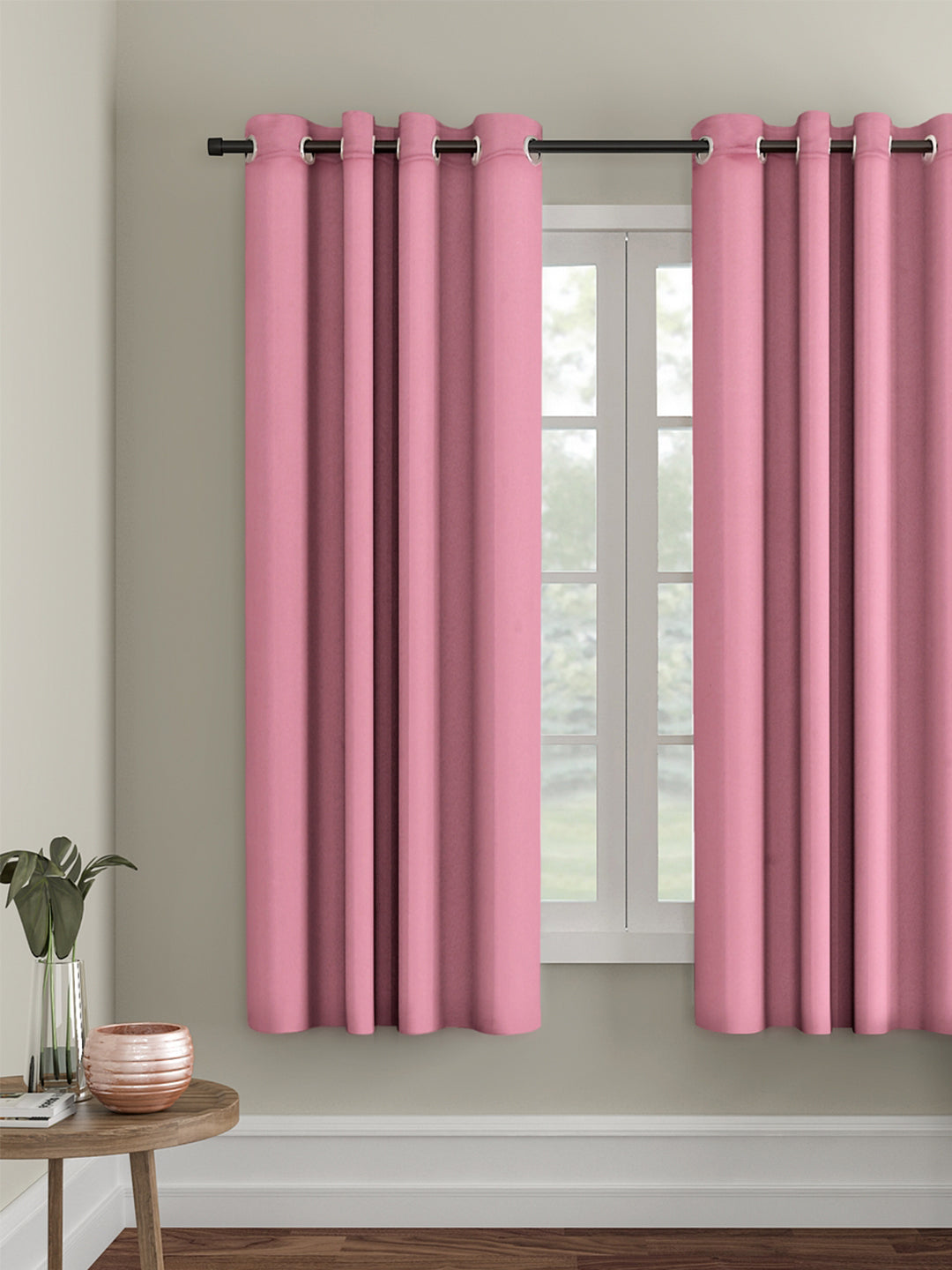 Eyda Pink Color Premium Semi Blackout 1 Pc Window Curtain
