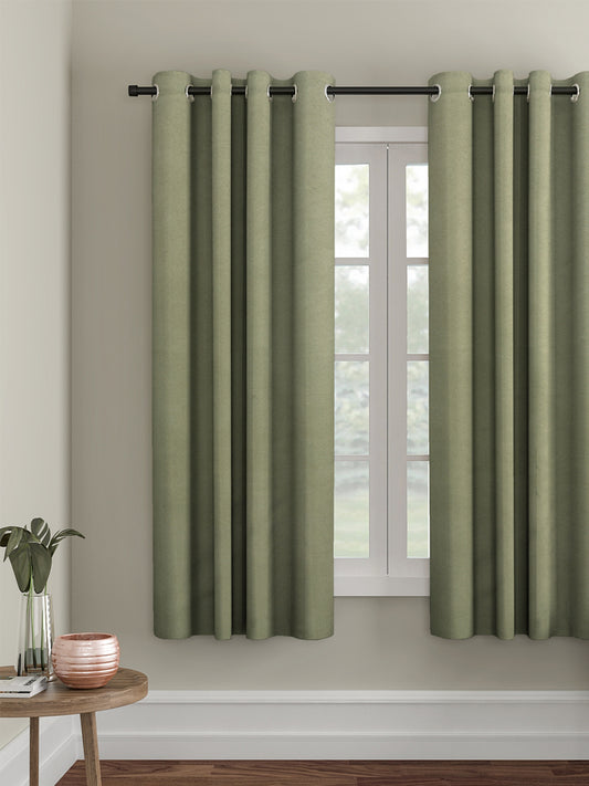 Eyda Olive Green Color Premium Semi Blackout 1 Pc Window Curtain