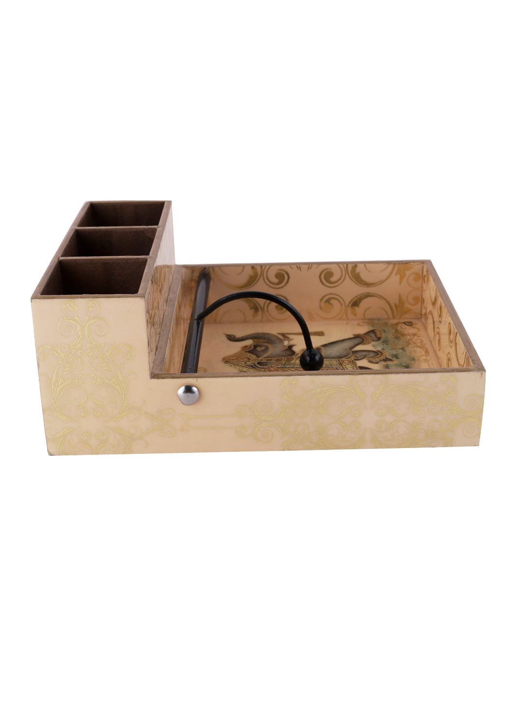 Gold-Coloured Printed MDF Cutlery and Tissue Holder