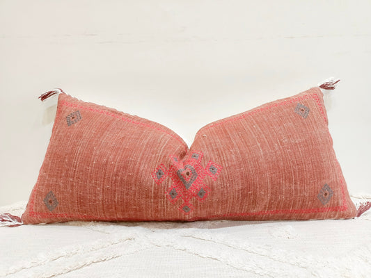 Set of 2 Cactus Silk Inspired Rust Color Handmade Linen Pillow Cover