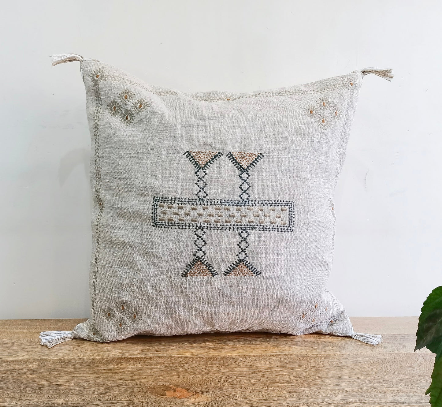 Set of 2 Cactus Silk Inspired 20 X 20 Handmade Linen Pillow Cover