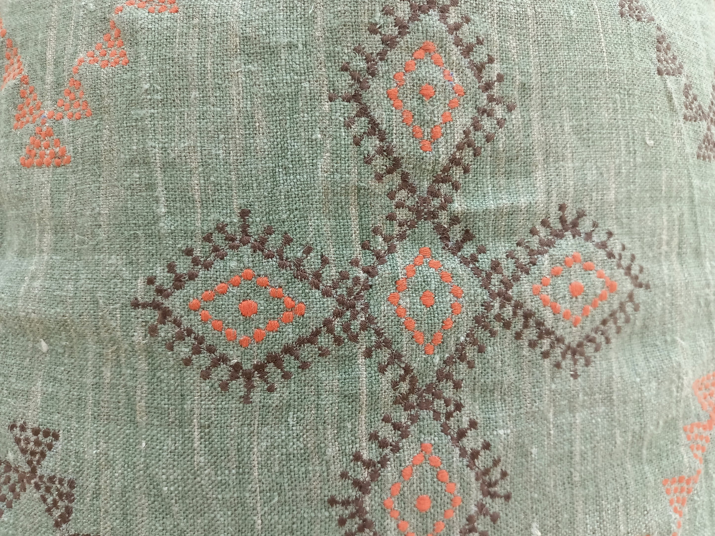 Set of 2 Green Cactus Silk Inspired Handmade Linen Pillow Cover