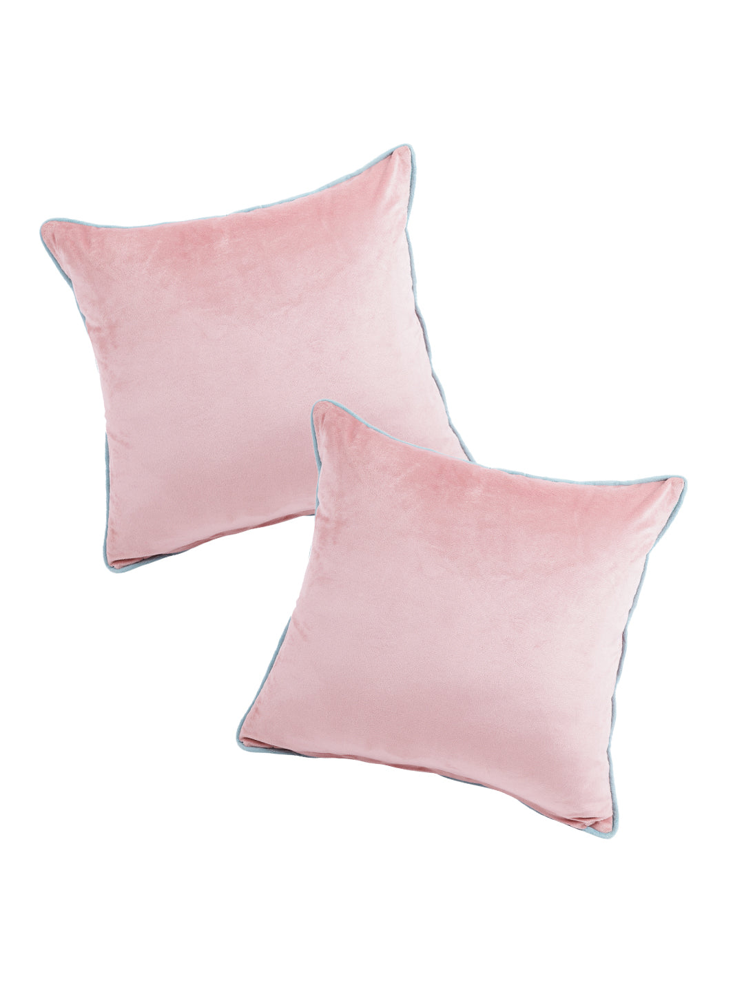Set Of 2 Peach Velvet Square Cushion Covers
