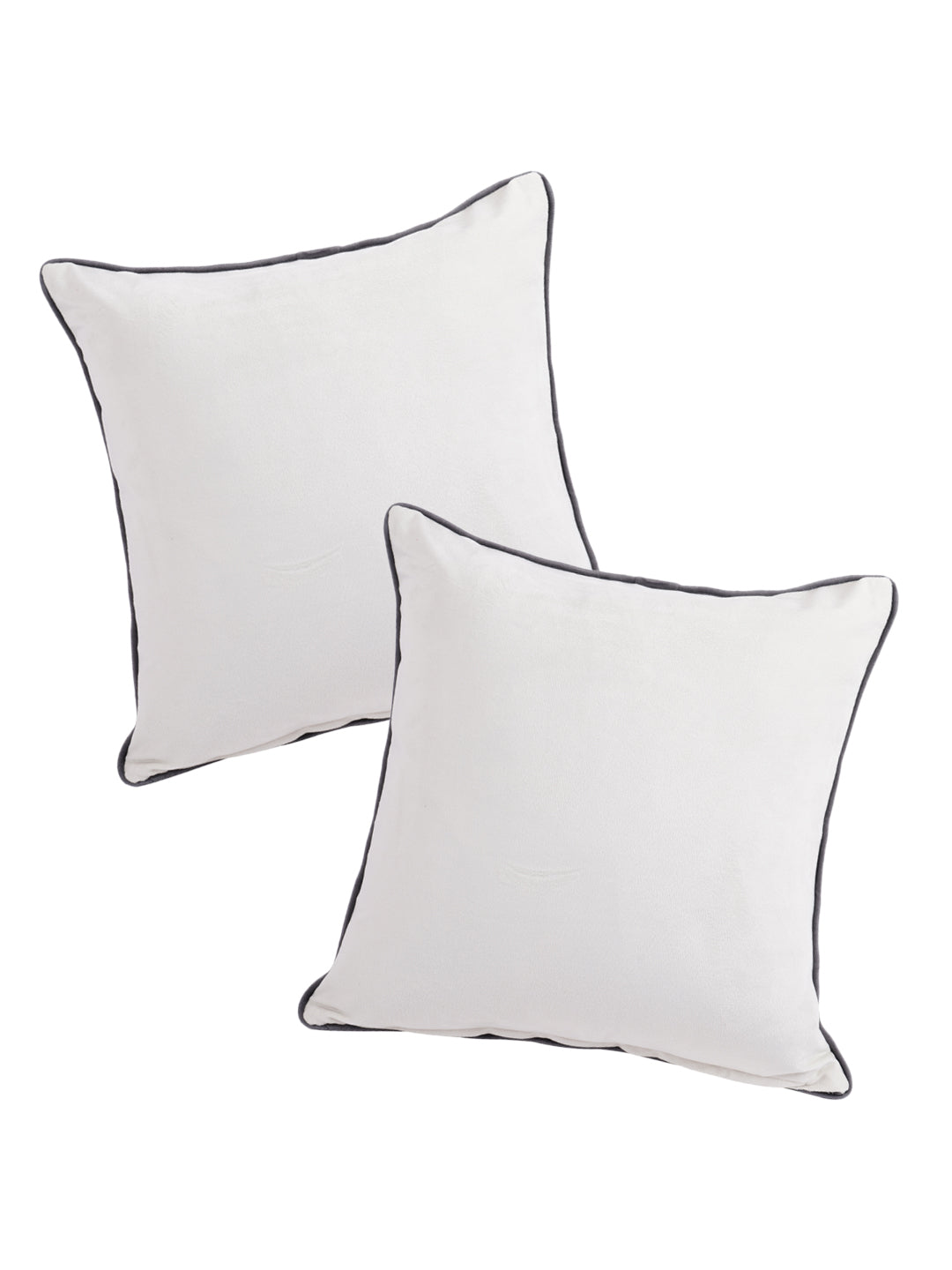 Off White Set of 2 Velvet Square Cushion Covers