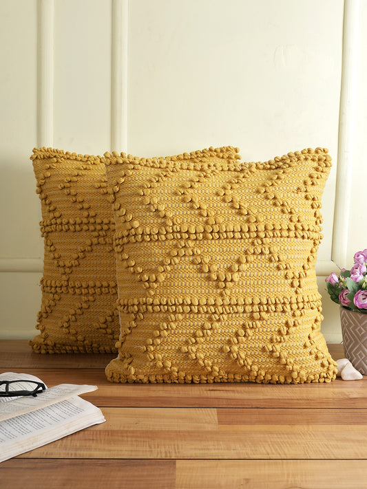 Yellow Set of 2 Handwoven Square Cushion Covers