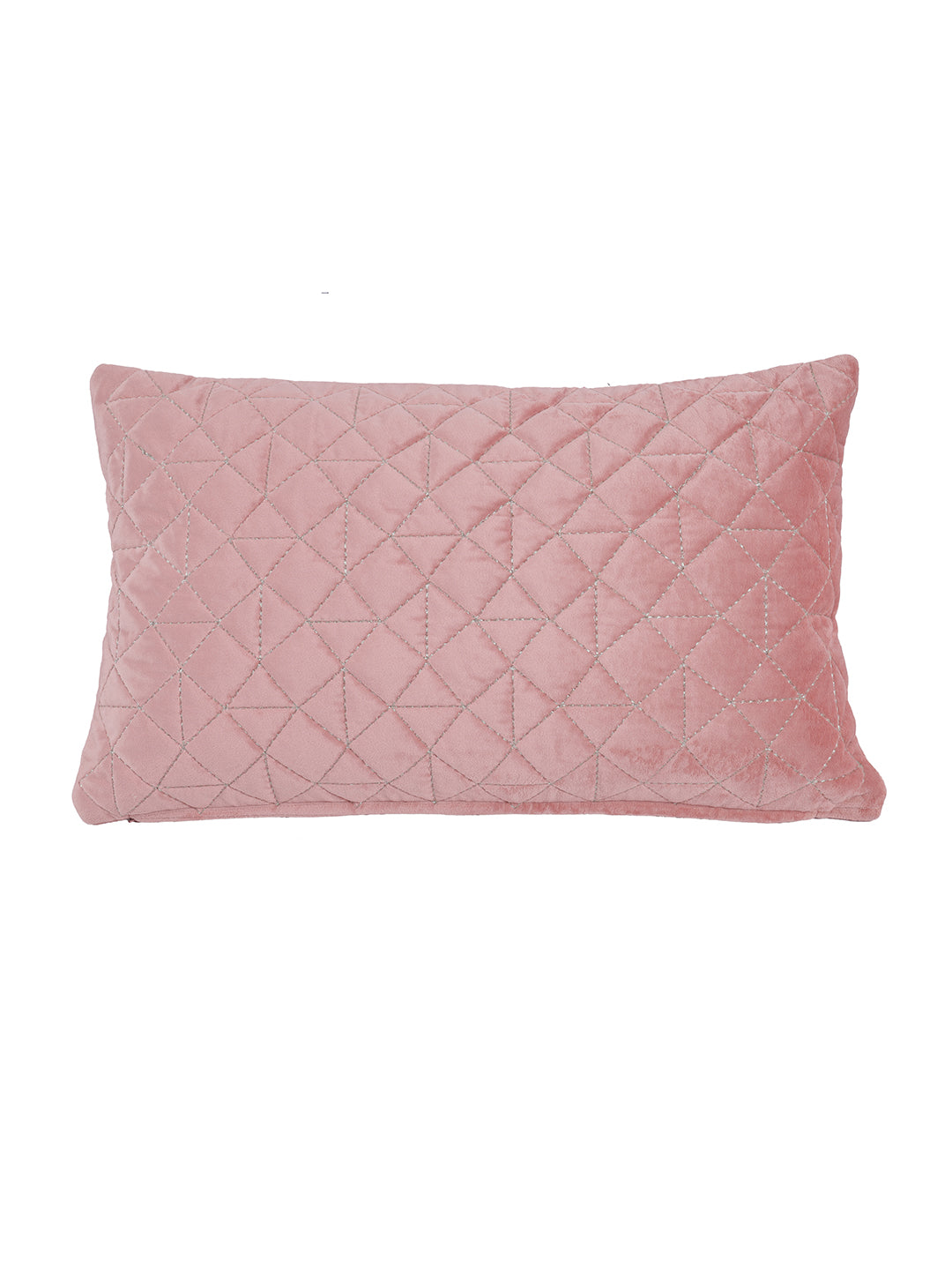 Set Of 2 Peach-Coloured Velvet Quilted Rectangle Cushion Covers