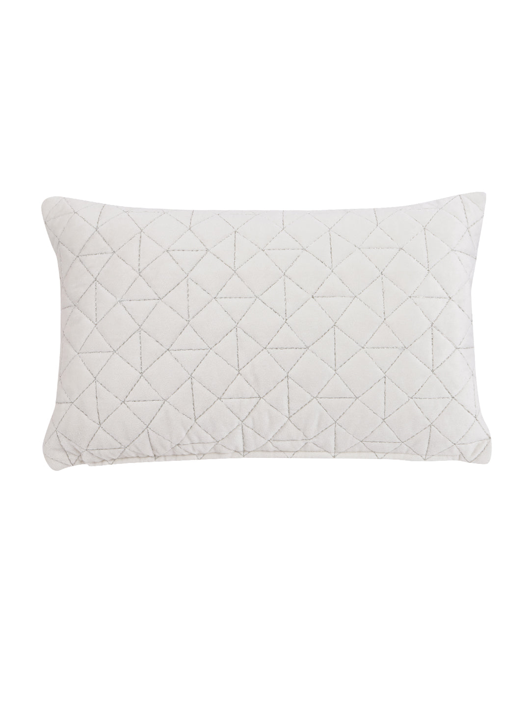 Off White Set of 2 Velvet Rectangle Cushion Covers
