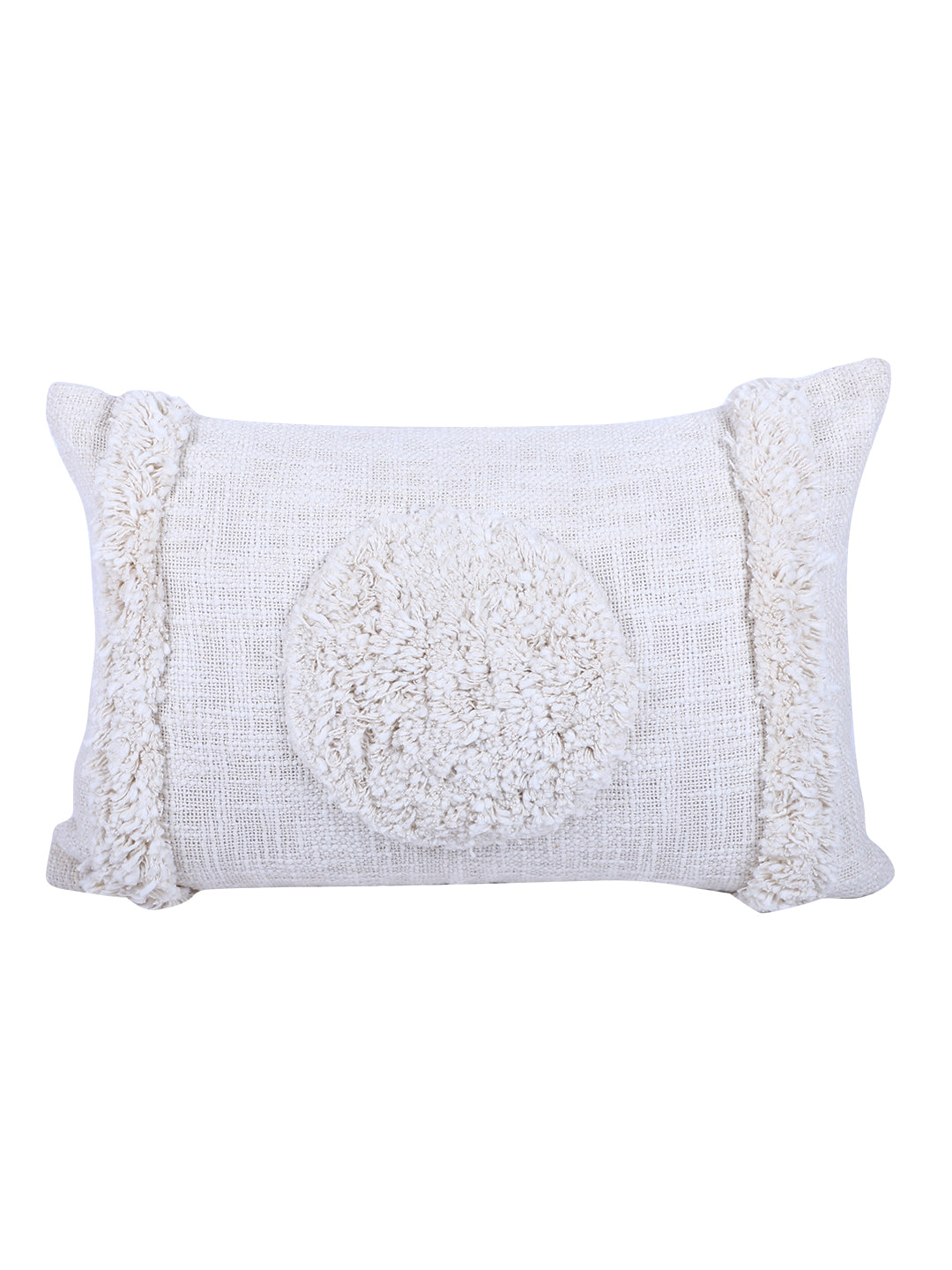 Set of 2 Ivory Color 12 X 20 Handmade Cotton Designer Cushion Cover