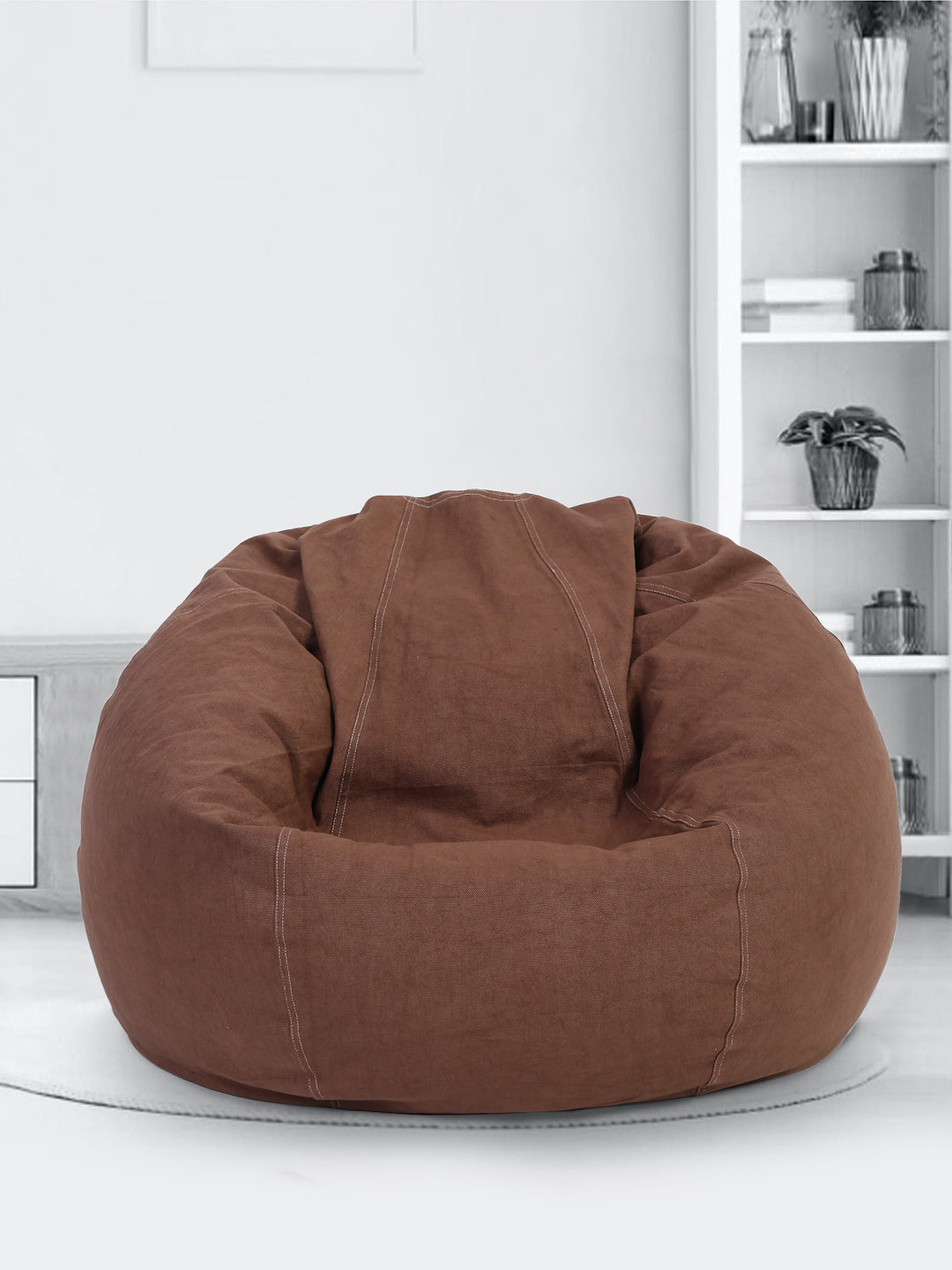 Brown Cotton XXL Bean Bag Cover-Without Beans