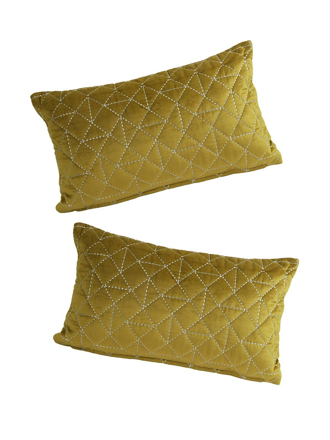 Olive Green Set of 2 Velvet Rectangle Cushion Covers