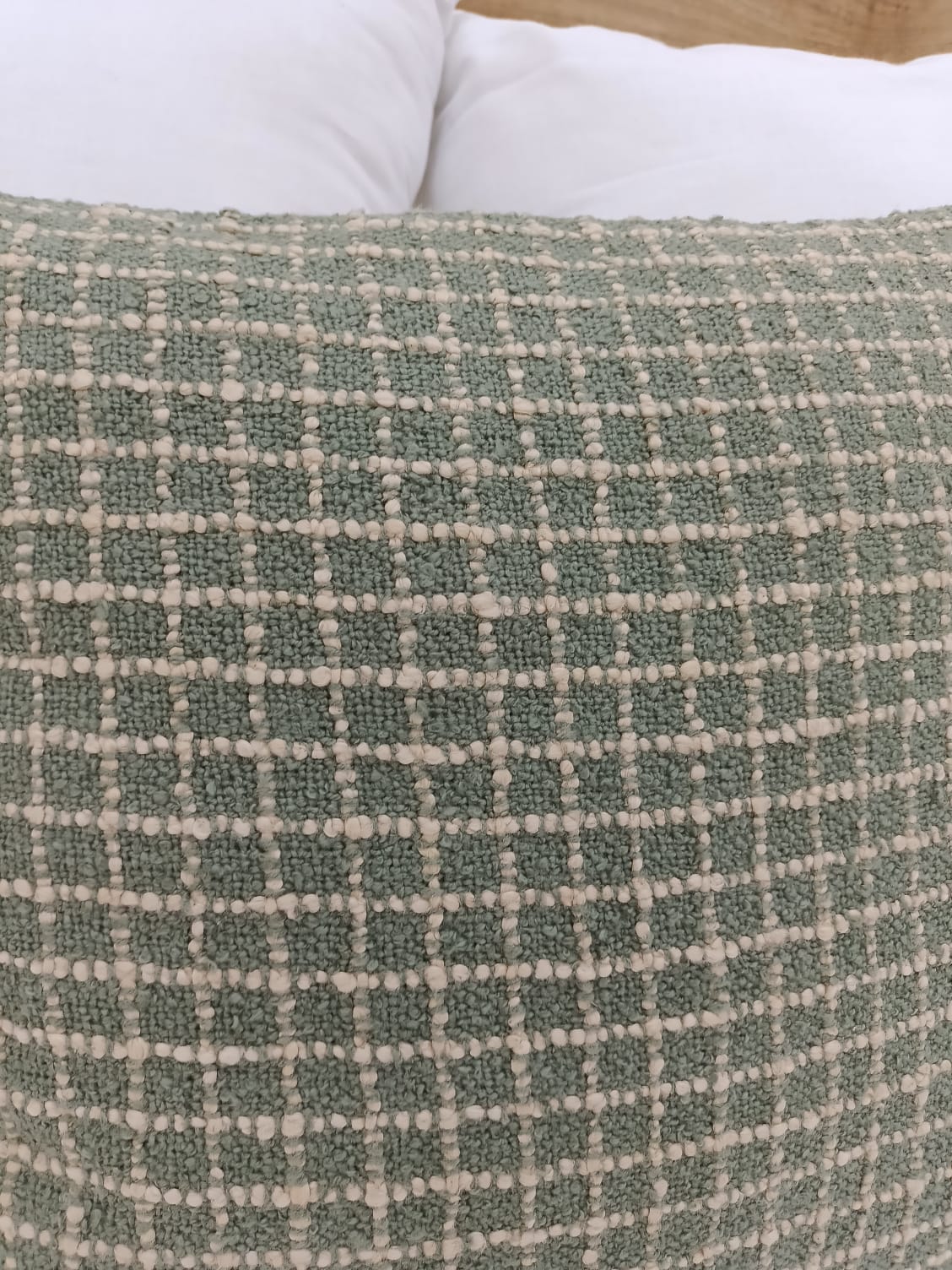 Set of 2 Handmade Checked Cotton Square Cotton Cushion Covers