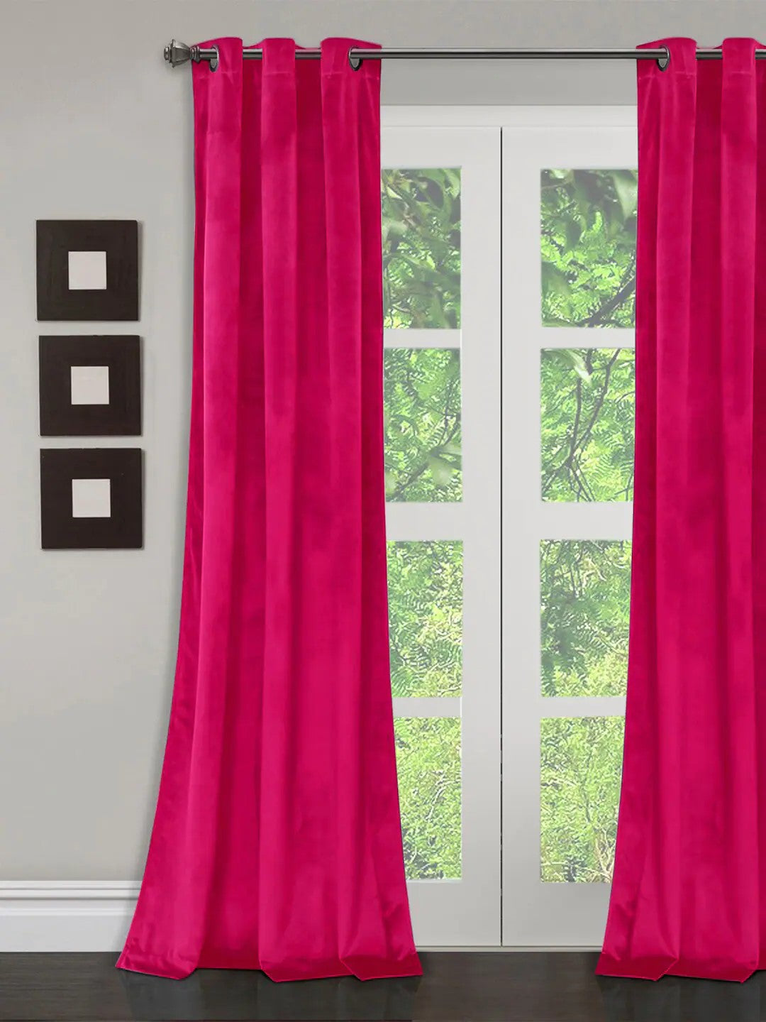 Pink Solid Velvet Door Curtain