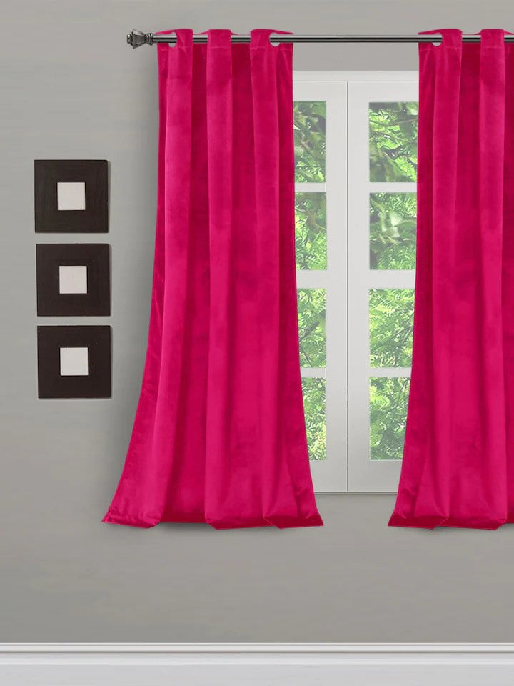 Pink Solid Velvet Room Darkening Sustainable Window Curtain