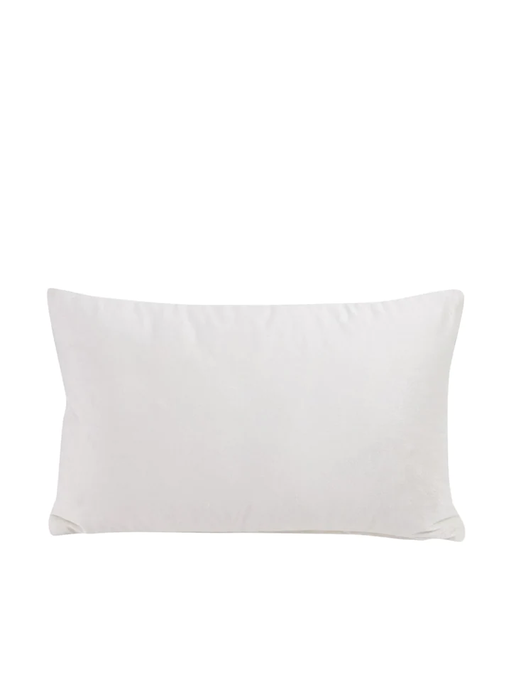 Set Of 2 Off White Velvet Quilted Rectangle Cushion Covers