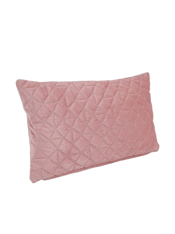 Set Of 2 Peach Velvet Quilted Rectangle Cushion Covers