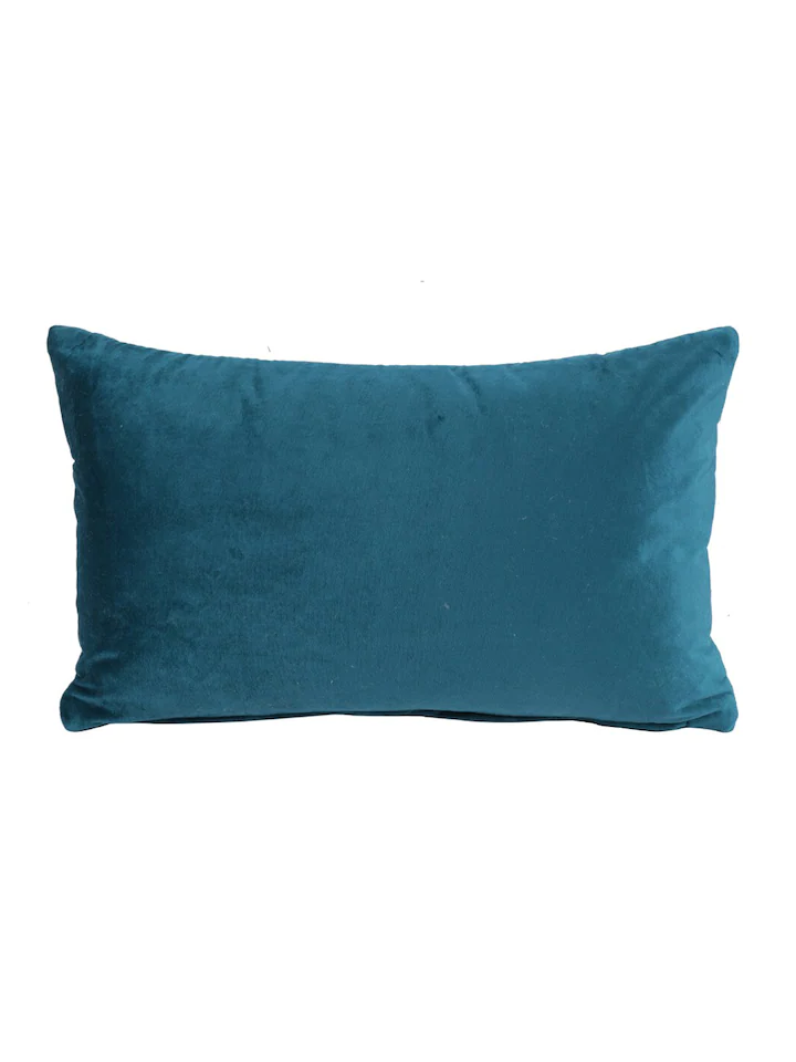 Set Of 2 Teal Blue Velvet Quilted Rectangle Cushion Covers