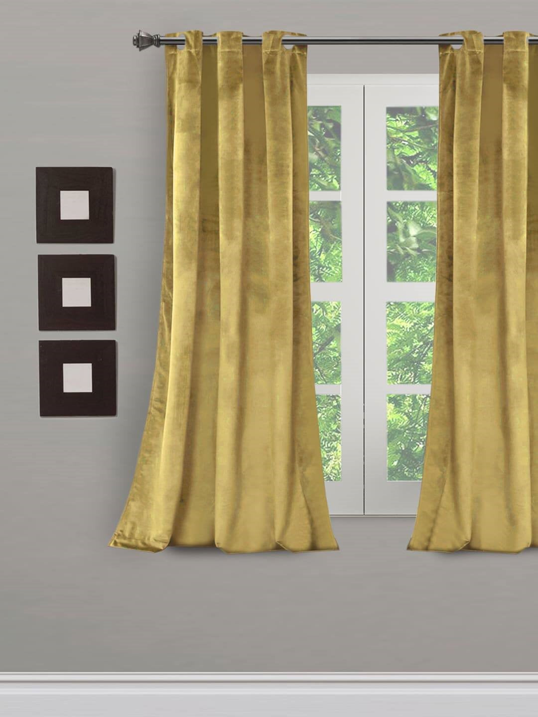 Yellow Solid Velvet Sustainable Window Curtain